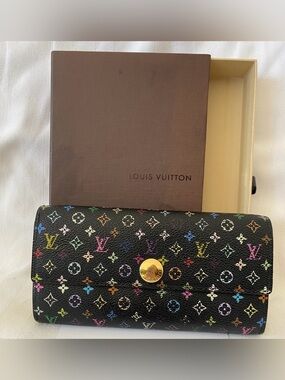 LOUIS VUITTON Black Multi-colour Sarah Wallet